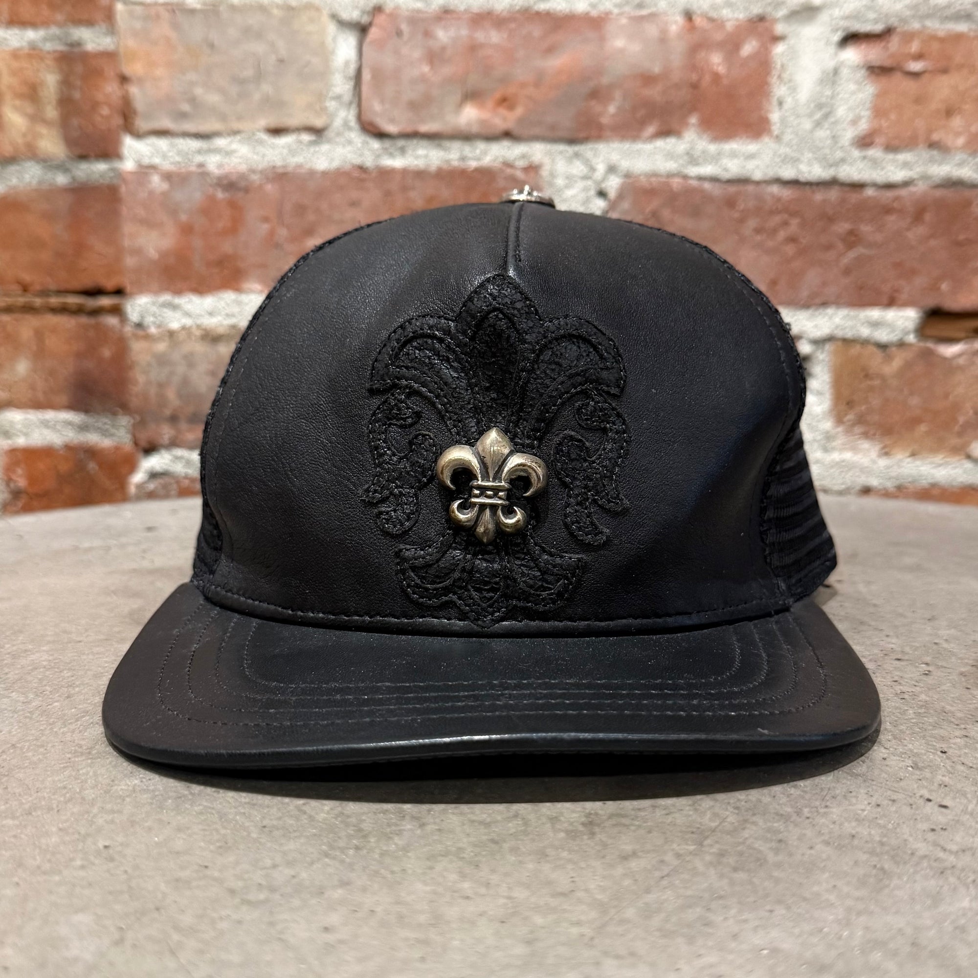 CHROME HEARTS FLEUR LEATHER HAT ‘BLACK’