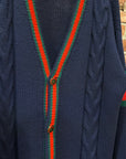 GUCCI OVERSIZED CABLE KNIT CARDIGAN ‘BLUE’
