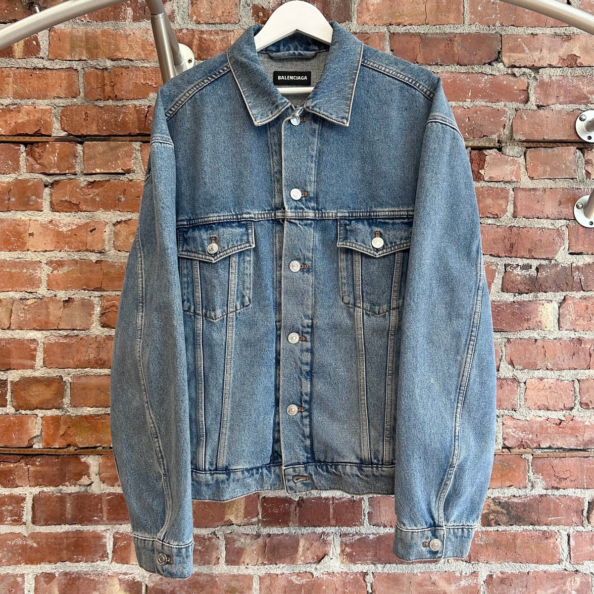 BALENCIAGA FW20 LANGUAGE DENIM TRUCKER JACKET ‘BLUE’