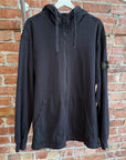 STONE ISLAND ORGANIC COTTON ZIP HOODIE ‘BLACK’