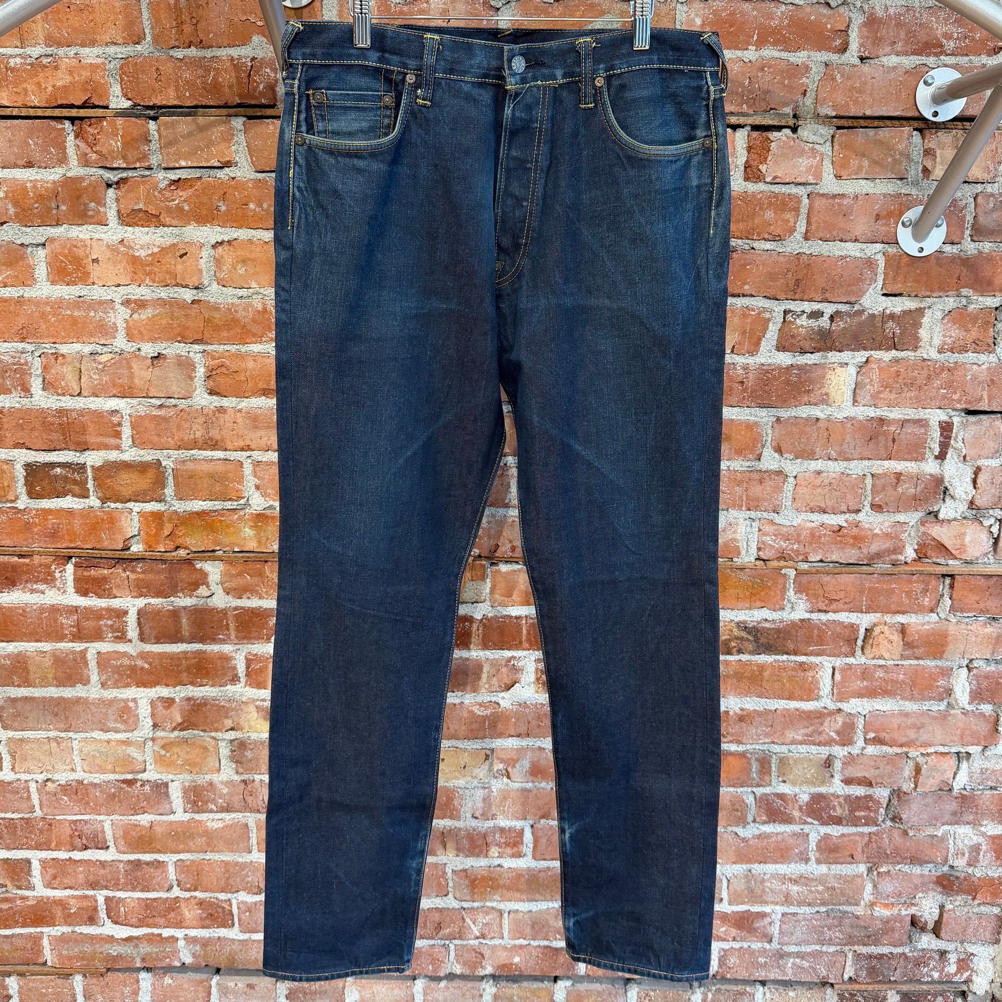 EVISU THICK GULL GULL SLIM STRAIGHT DENIM ‘INDIGO/WHITE’