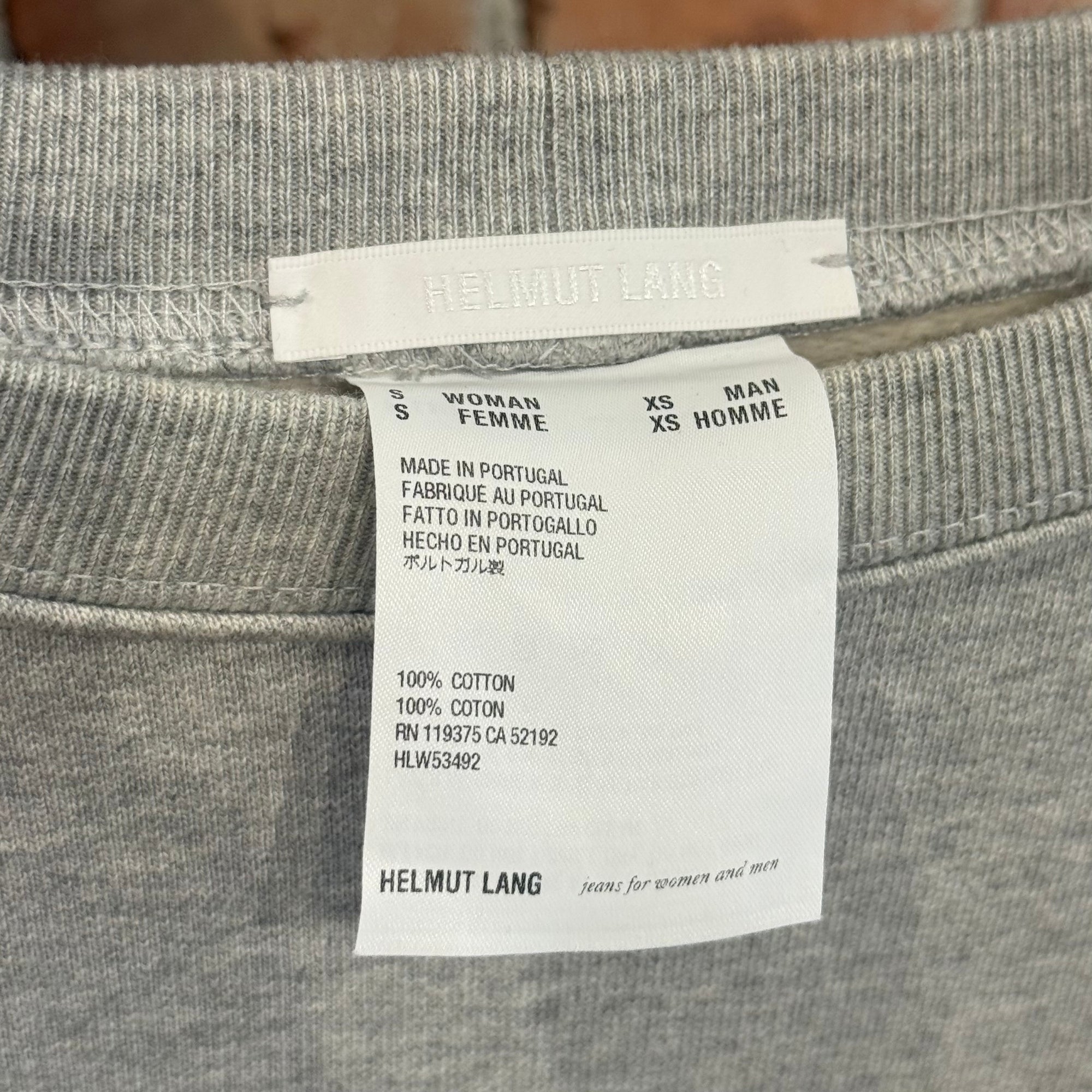 HELMUT LANG EMBROIDERED WORDMARK CREWNECK ‘GREY’