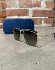 GUCCI AVIATOR BEE METAL FRAME SUNGLASSES 'GOLD'
