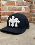CHROME HEARTS TRIPLE PONY HAIR CROSS PATCH TRUCKER ‘BLACK’