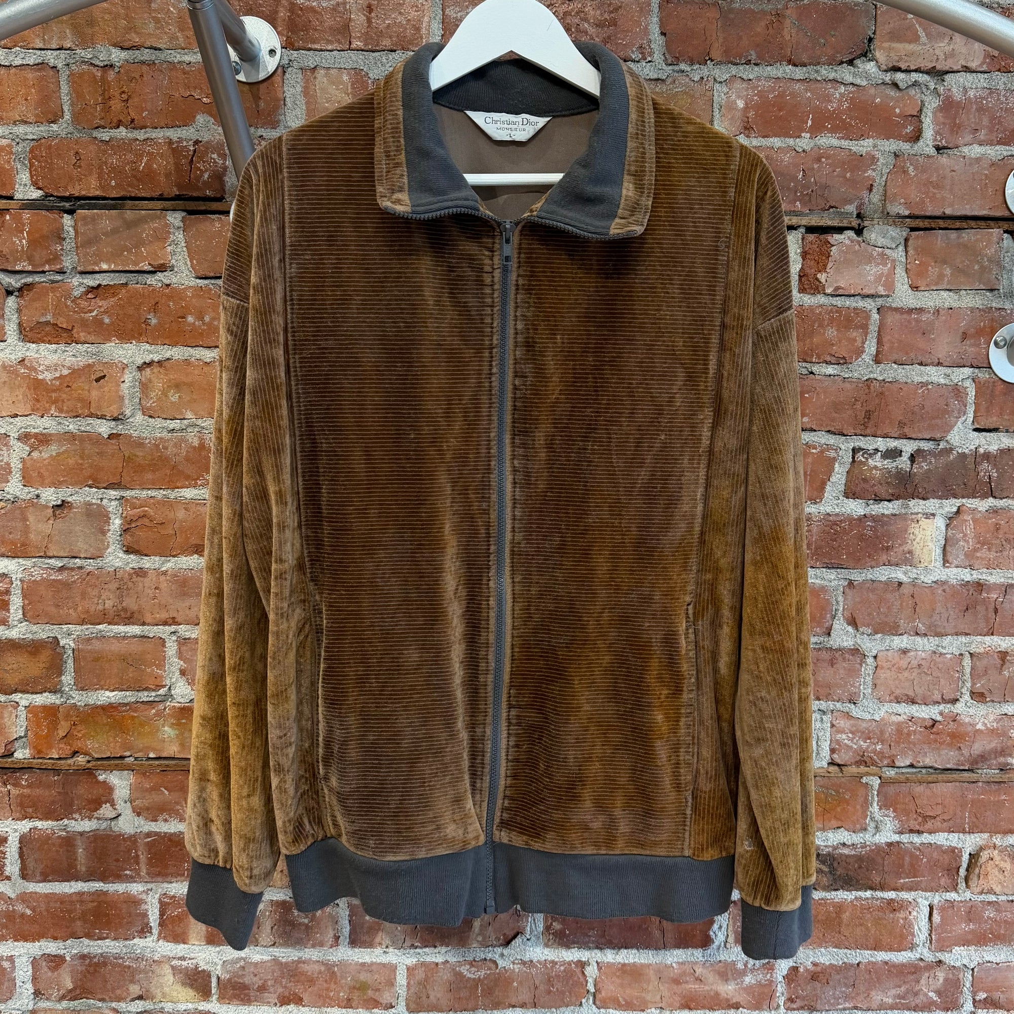 CHRISTIAN DIOR 1980s VINTAGE VELVET ZIP JACKET ‘BROWN’