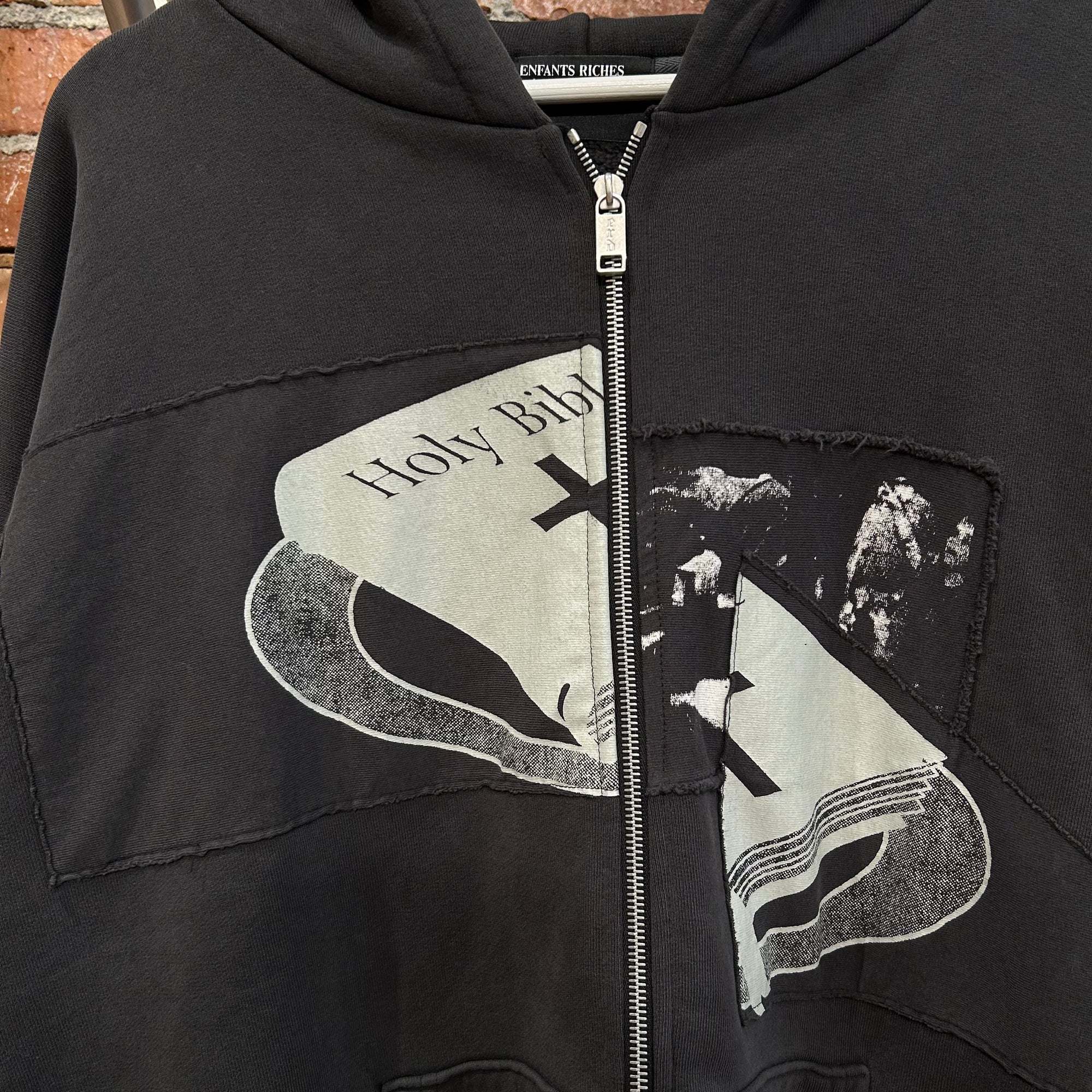 ENFANTS RICHES DEPRIMES SS25 HOLY BIBLE ASSEMBLAGE ZIP HOODIE 'BLACK'