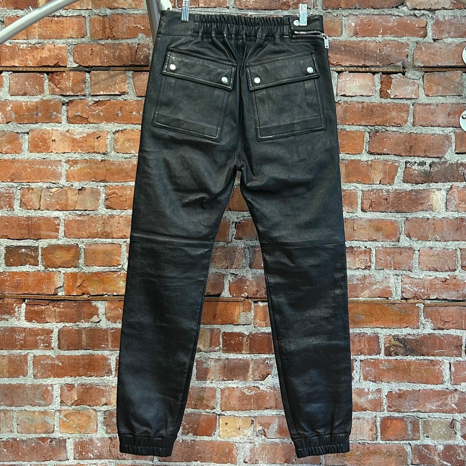 RICK OWENS FW19 LARRY LEATHER AIRCUT PANTS ‘BLACK’