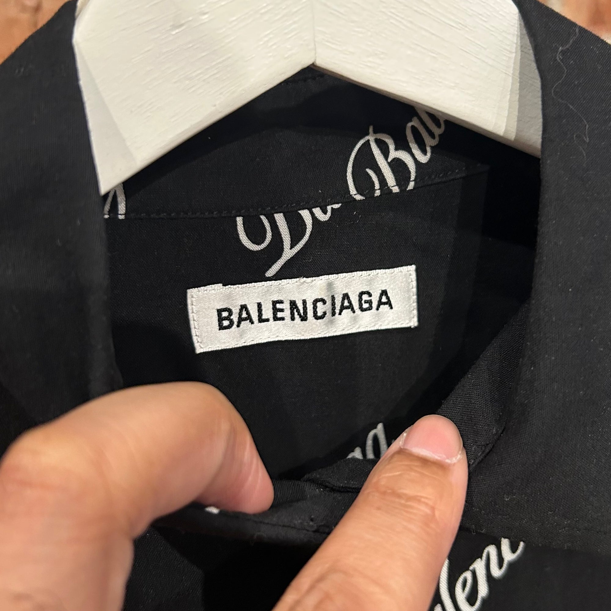 BALENCIAGA SS20 OVESIZED LOGO PRINT POPLIN SHIRT ‘BLACK’
