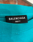 BALENCIAGA SS20 DESTROYED FLATGROUND TEE ‘TURQUOISE’