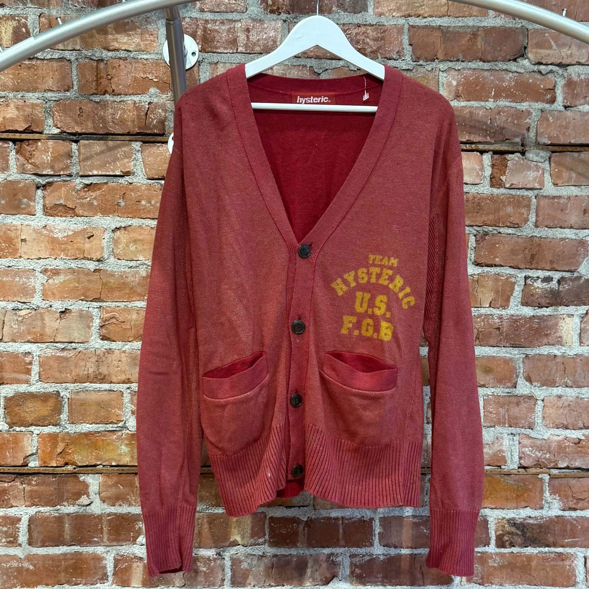 HYSTERIC GLAMOUR COLLEGIATE PREP CARDIGAN ‘RED’