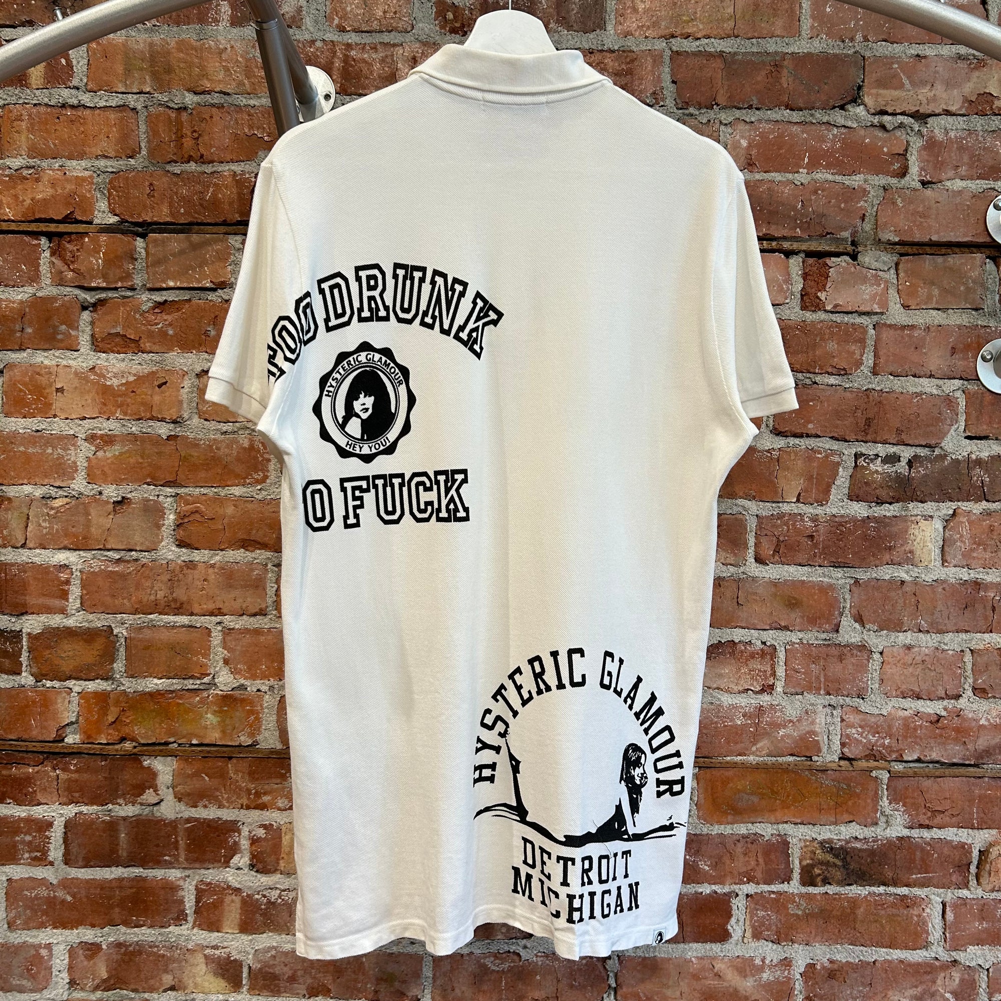 HYSTERIC GLAMOUR DETROIT PIN-UP POLO 'WHITE/BLACK'