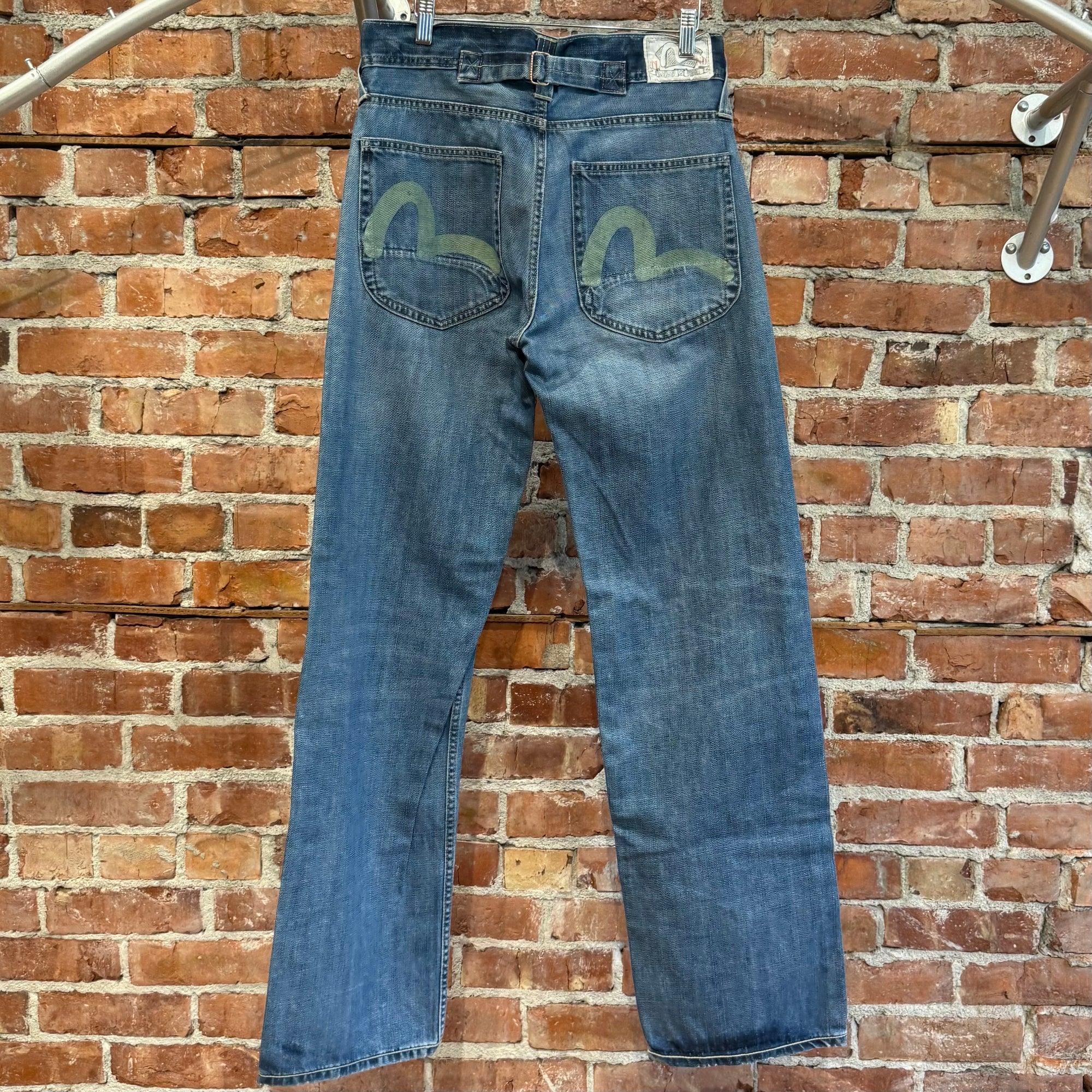 EVISU X PUMA THRASHED STRAIGHT LEG DENIM 'BLUE/MINT'
