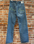 EVISU X PUMA THRASHED STRAIGHT LEG DENIM 'BLUE/MINT'