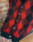 SUPREME SS18 BRUSHED ARGYLE CARDIGAN  ‘RED’