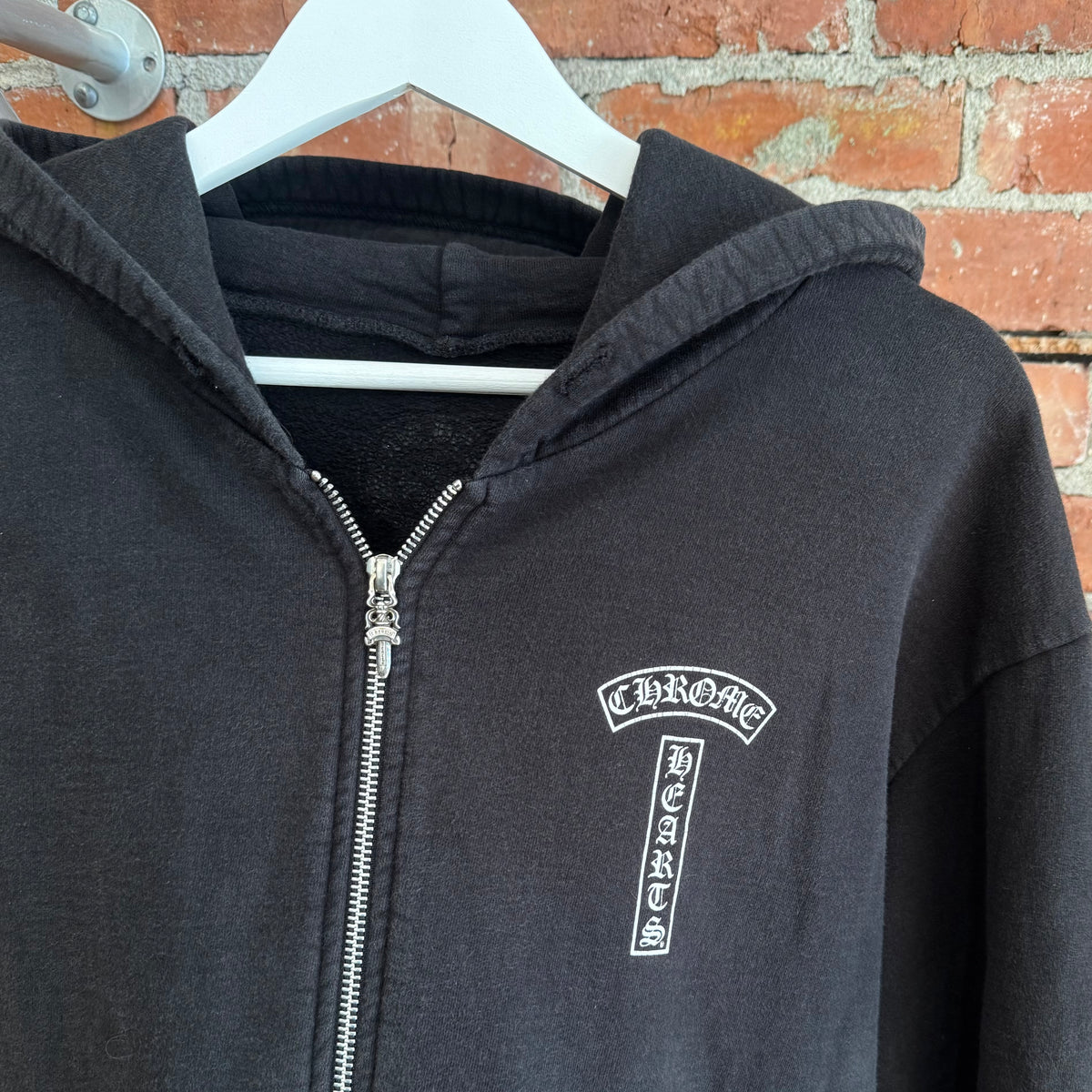 CHROME HEARTS FADED T-BAR ZIP HOODIE ‘BLACK’