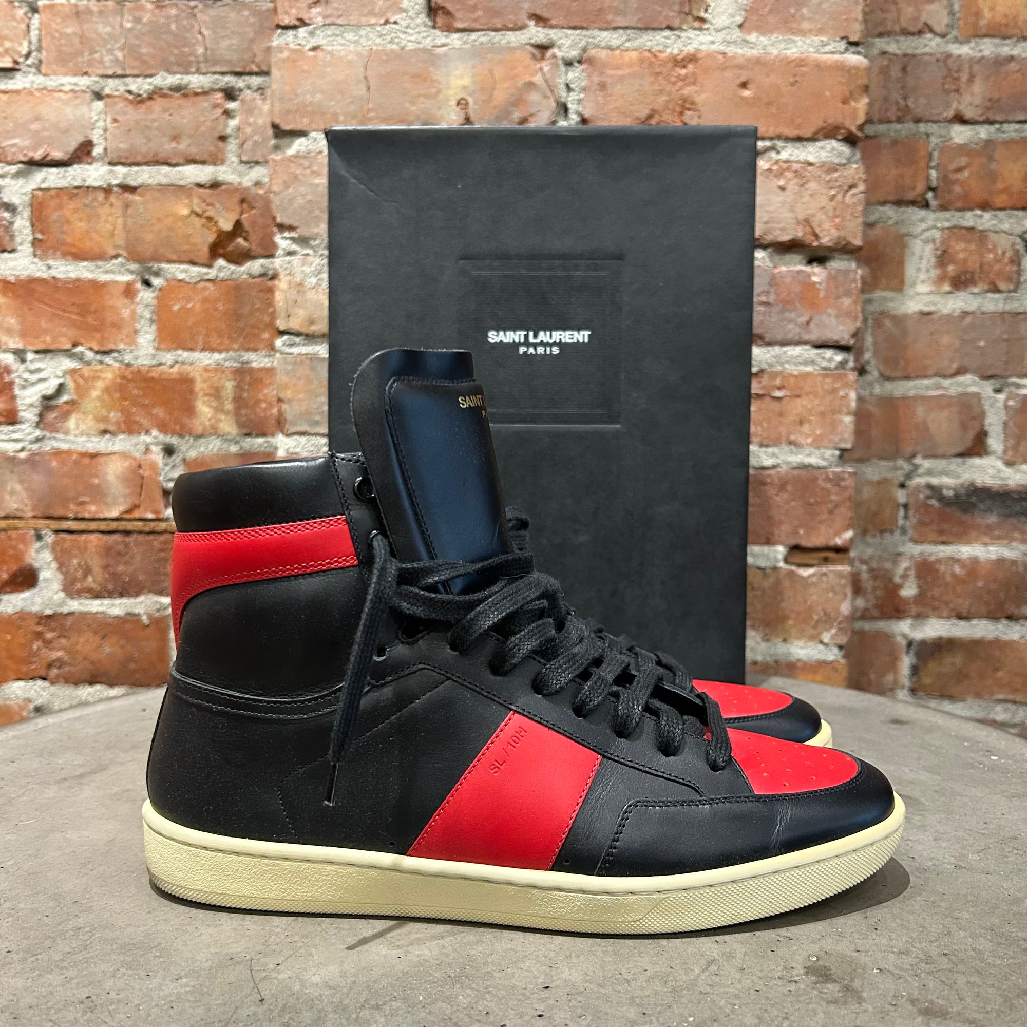 SAINT LAURENT PARIS SS15 SL/10 HIGH SNEAKERS ‘RED/BLACK’