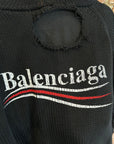 BALENCIAGA FW21 DESTROYED KNIT CAMPAIGN HOODIE ‘BLACK’