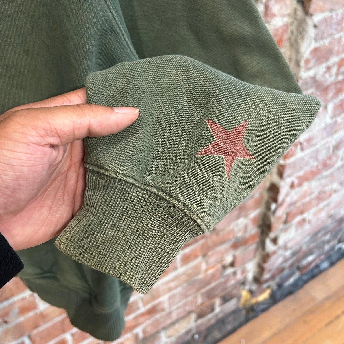 KAPITAL "RED ARMY" STAR ZIP HOODIE ‘SAGE’