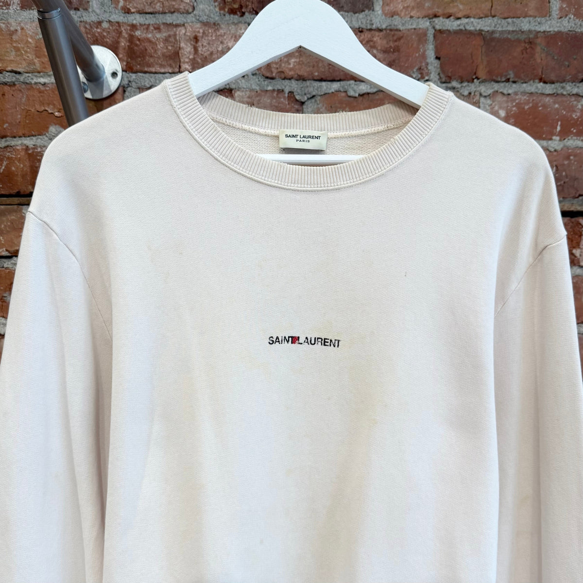 SAINT LAURENT SS17 MINI LOGO CREWNECK ‘CREAM’
