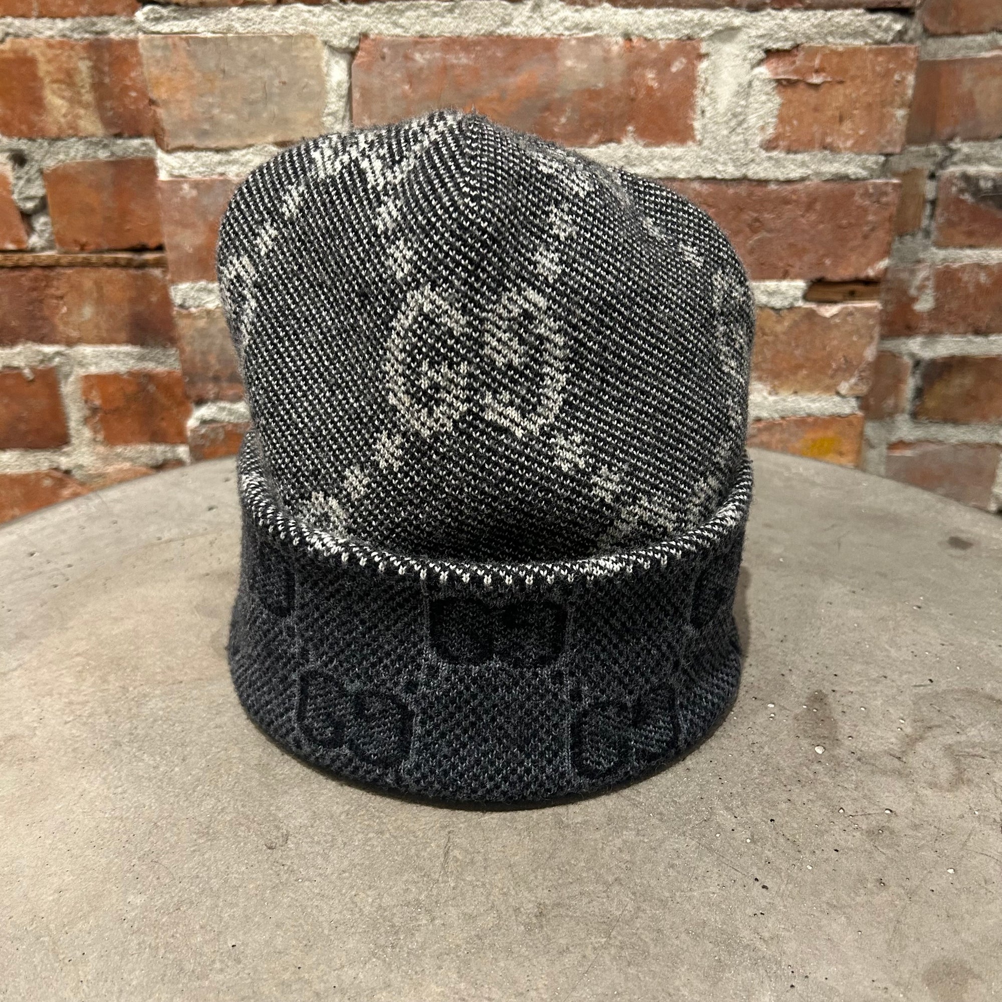 GUCCI GG JACQUARD WOOL REVERSIBLE BEANIE ‘NAVY’