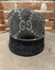 GUCCI GG JACQUARD WOOL REVERSIBLE BEANIE ‘NAVY’