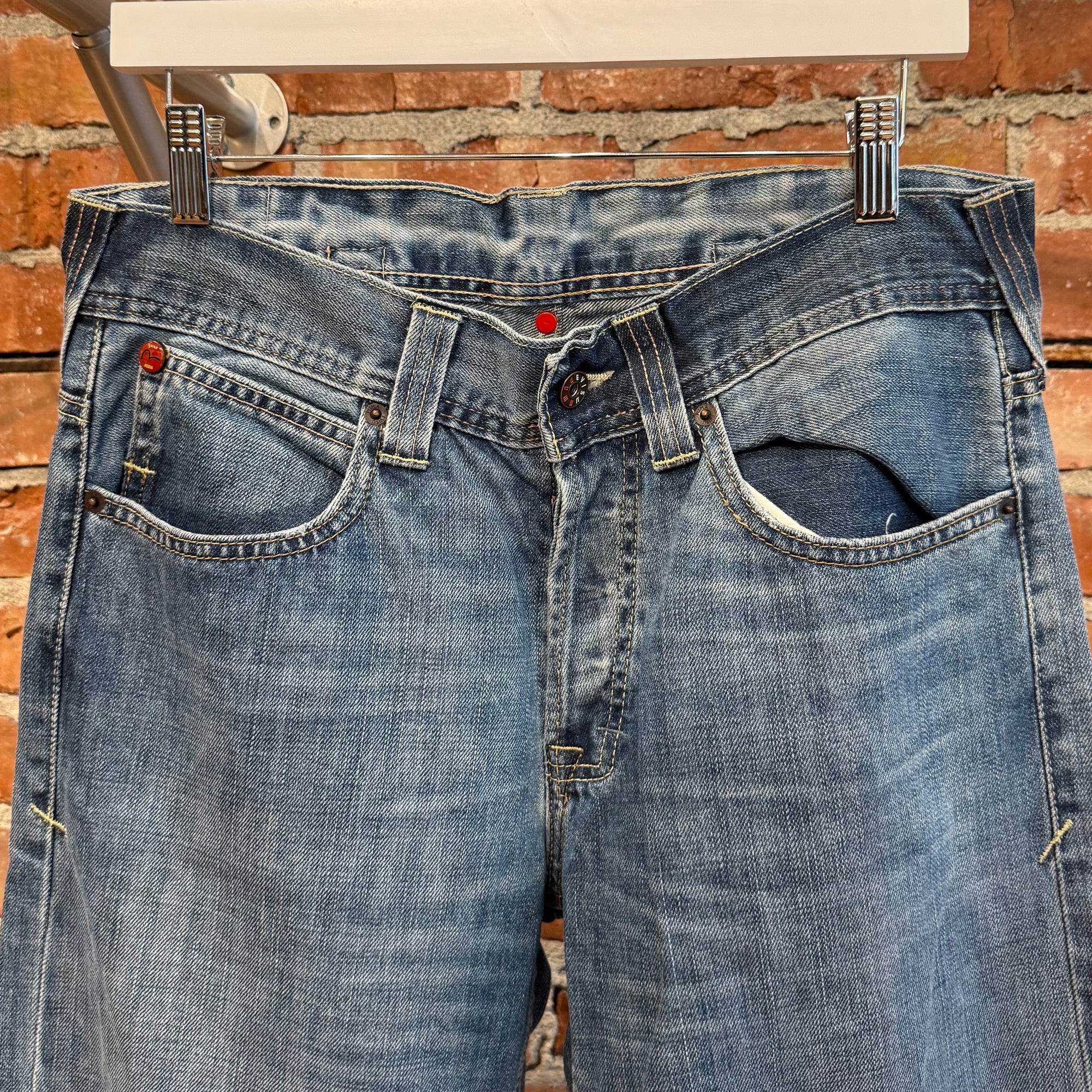 EVISU X PUMA THRASHED STRAIGHT LEG DENIM 'BLUE/MINT'