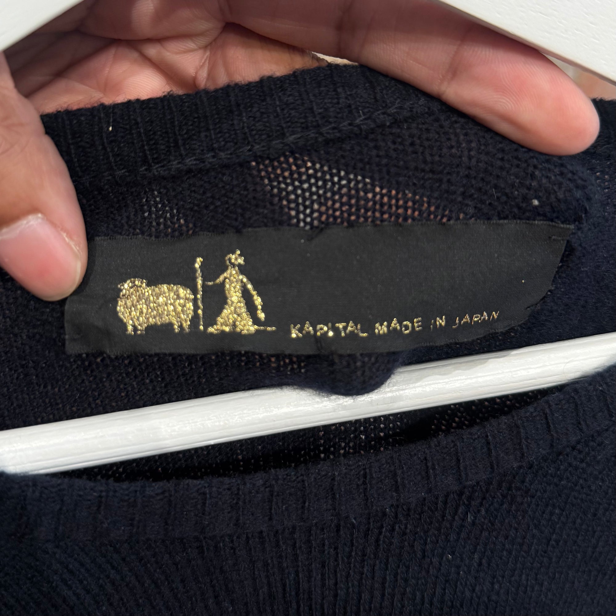 KAPITAL BOX WOOL CASHMERE KNIT SWEATER ‘BLACK’