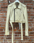 RICK OWENS SS25 LUKE CROPPED LEATHER JACKET ‘MILK’