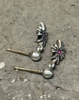 CHROME HEARTS TINY-E PINK SAPPHIRE EARRINGS ‘SILVER’
