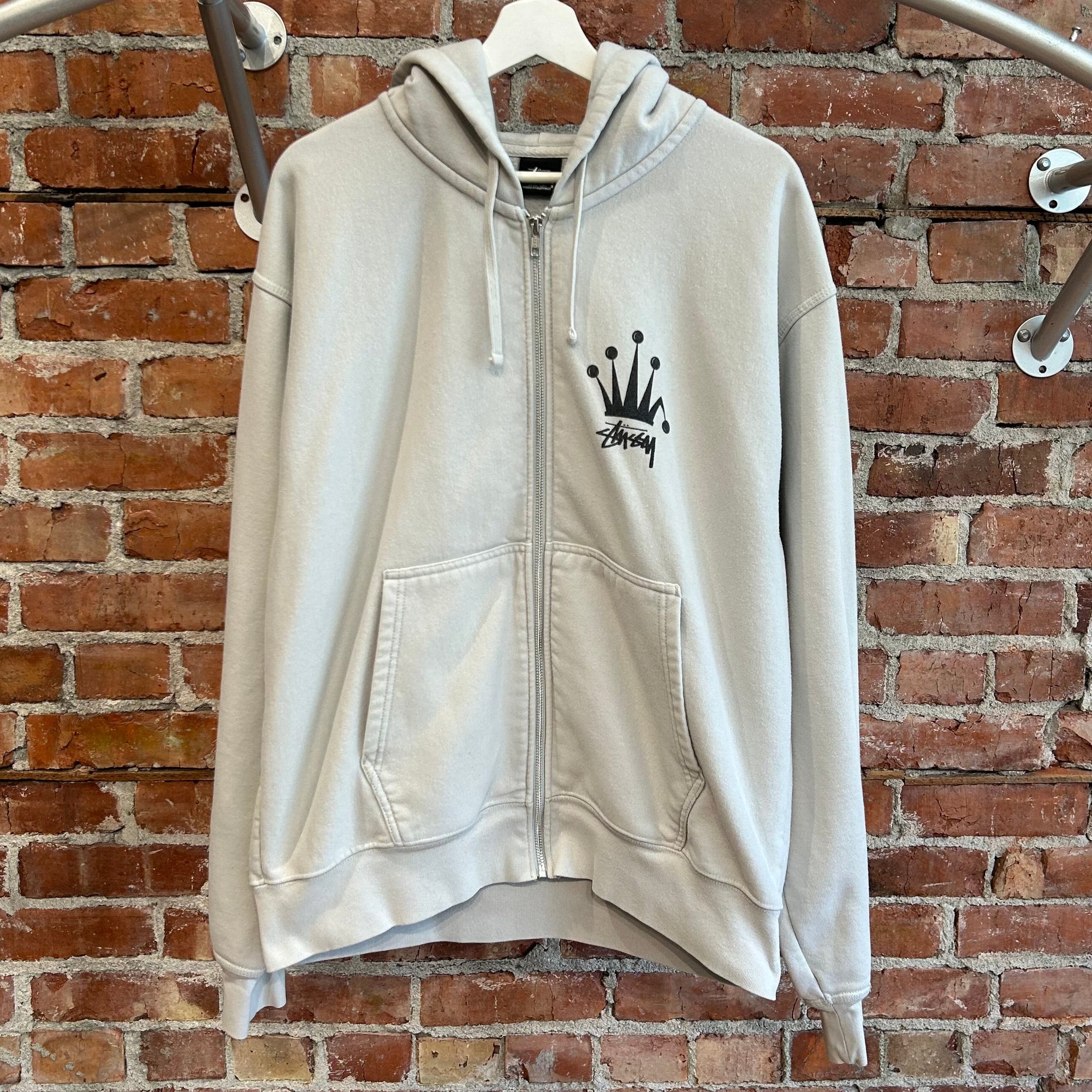 STUSSY CROWN LOGO ZIP HOODIE ‘CLOUD’