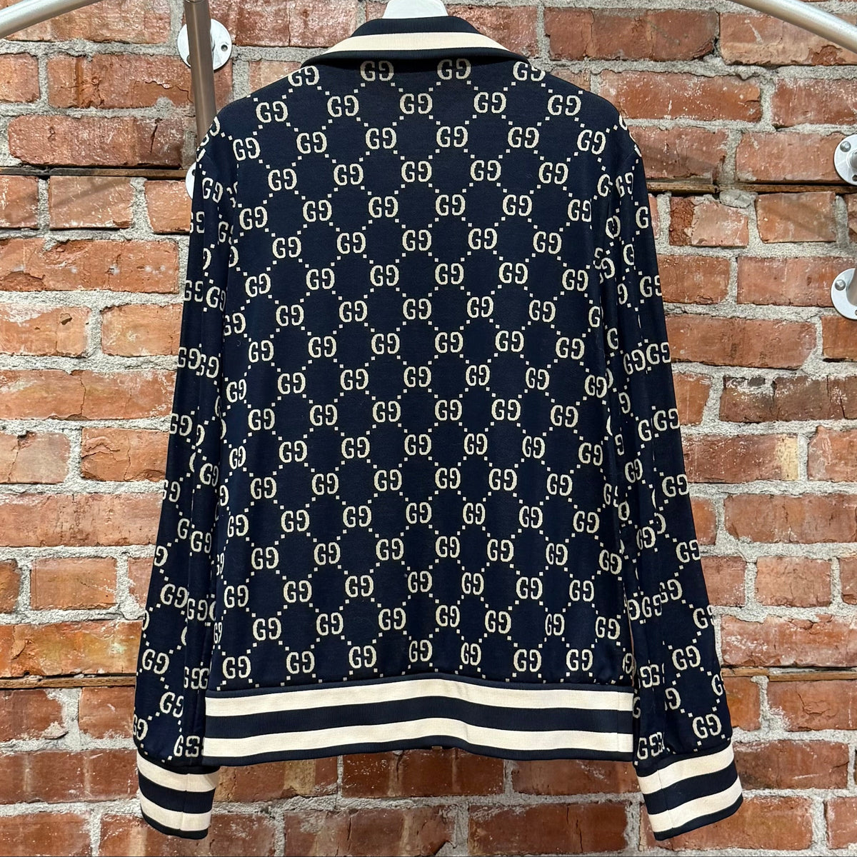 GUCCI GG PATTERN TRACK JACKET ‘NAVY/RED’