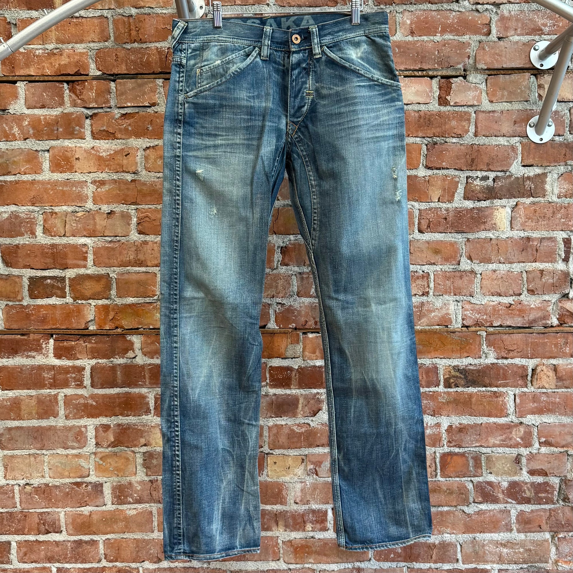 EVISU EU EXCLUSIVE THRASHED DENIM 'VINTAGE BLUE/IVORY'