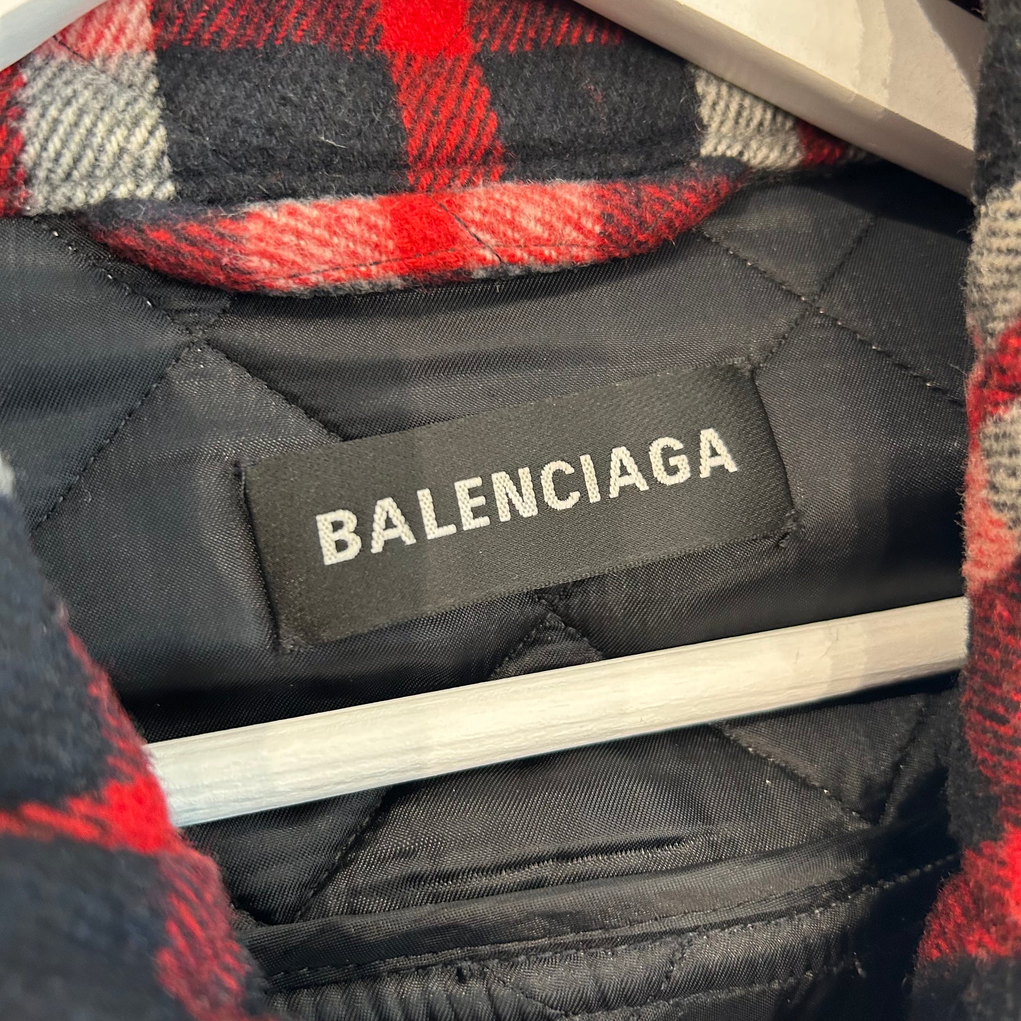 BALENCIAGA FW18 OVERSIZED QUILTED FLANNEL JACKET ‘MULTI’