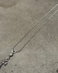 CHROME HEARTS TINY CROSS W/ CROSSBALL NECKLACE ‘SILVER’
