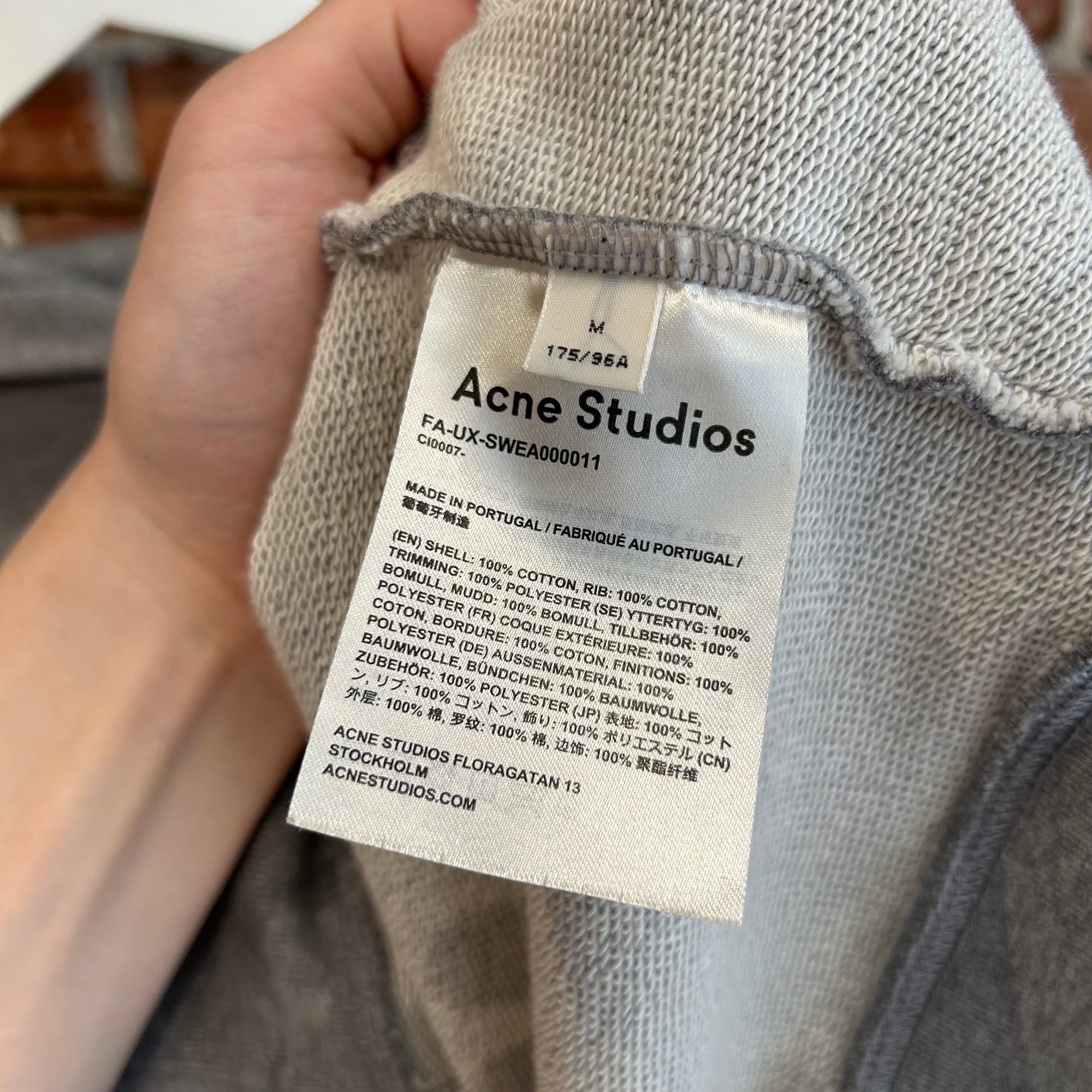 ACNE STUDIOS MELANGE FACE PATCH HOODIE ‘GREY’