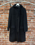 YOHJI YAMAMOTO CASHMERE DETACHEABLE HOODED TRENCH COAT ‘BLACK’