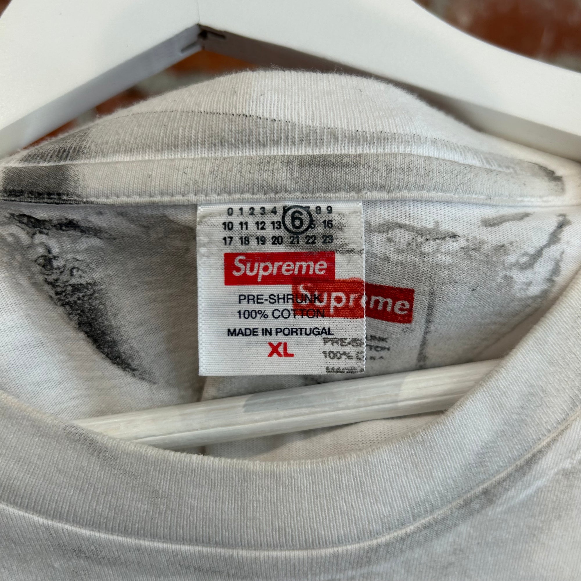 SUPREME X MARGIELA MM6 SS24 BOX LOGO TEE ‘WHITE/RED’