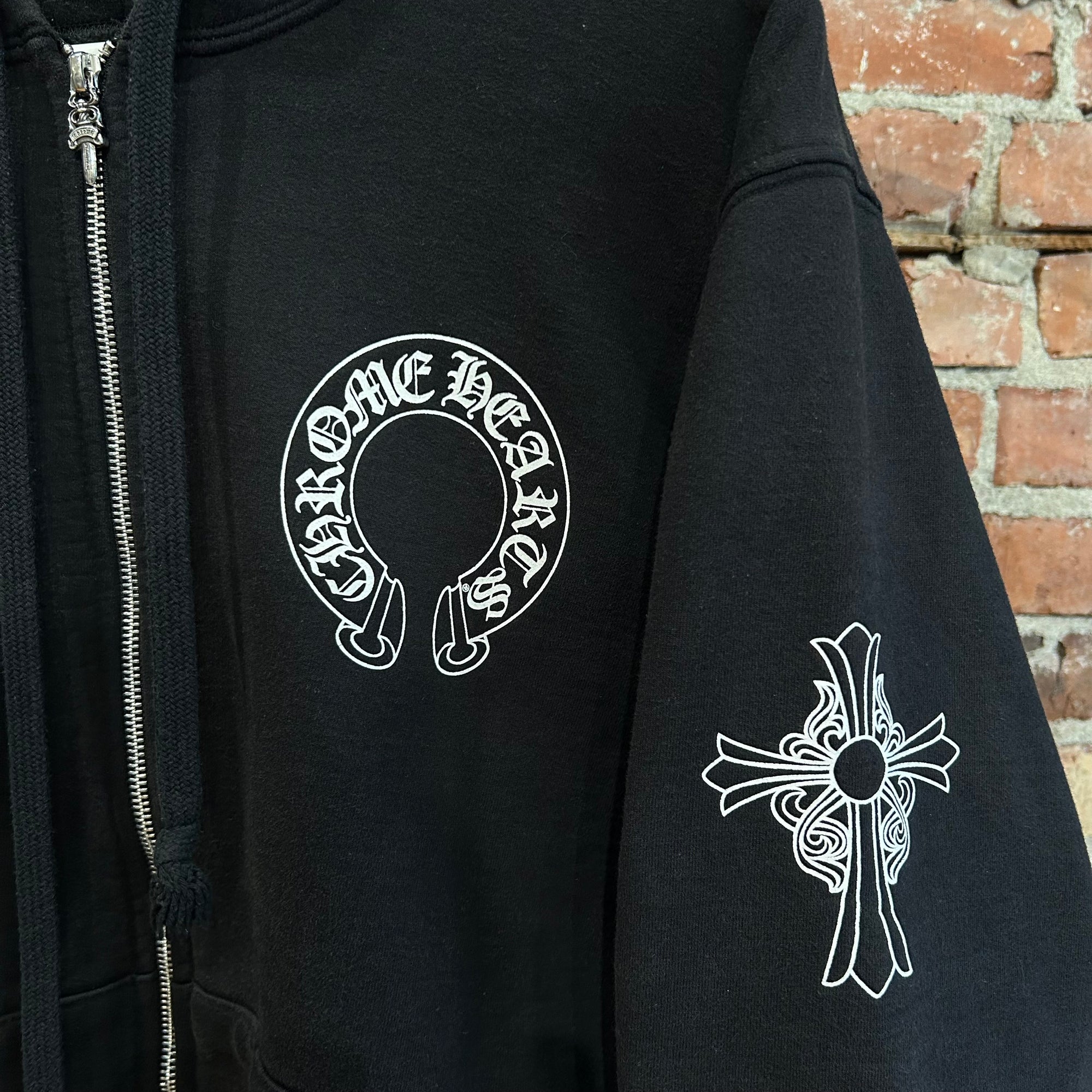 CHROME HEARTS THERMAL HORSESHOE 3-ICON ZIP HOODIE ‘BLACK’