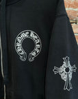 CHROME HEARTS THERMAL HORSESHOE 3-ICON ZIP HOODIE ‘BLACK’