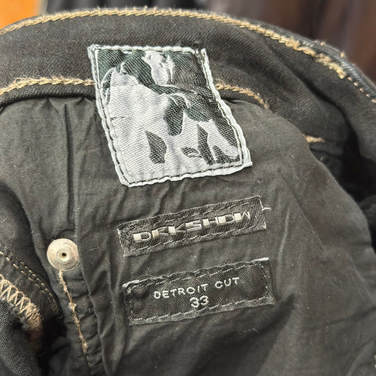 RICK OWENS SS21 PLEGETHON DRKSHDW WAXED DETROIT DENIM ‘BLACK’