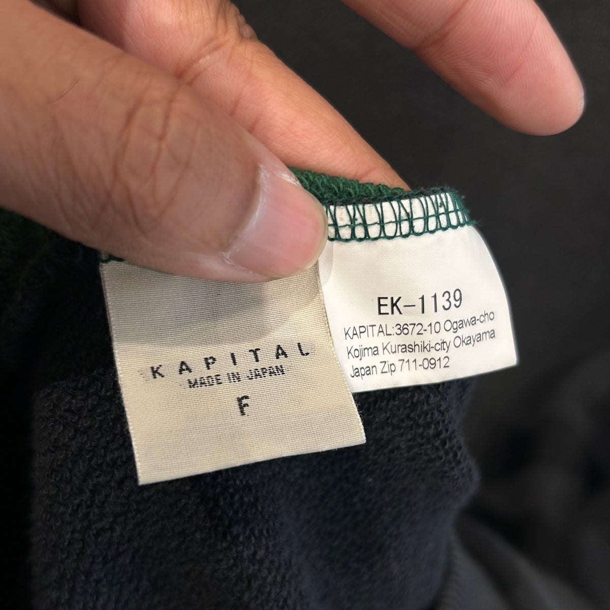 KAPITAL KOUNTRY OVERSIZED 2-TONE BONES CREWNECK ‘GREEN/YELLOW’