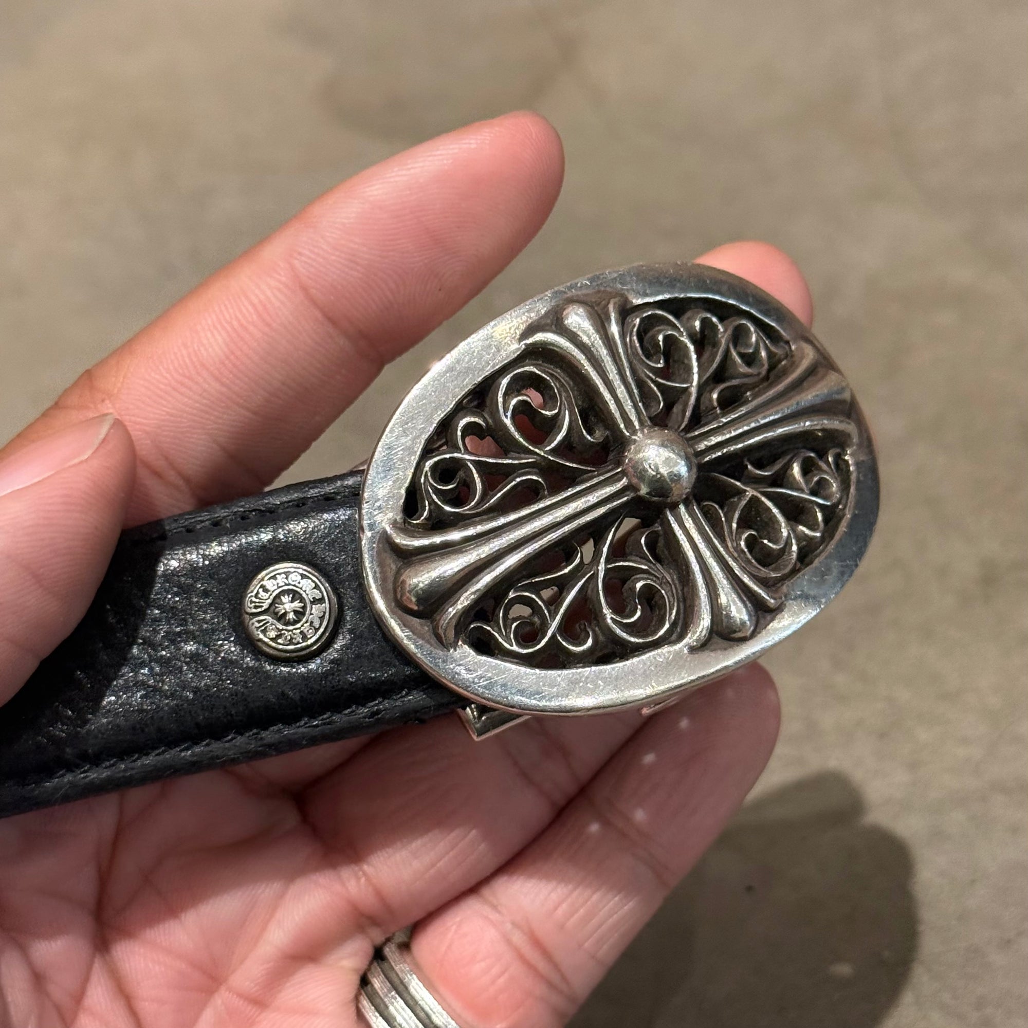 CHROME HEARTS OVAL 1" CROSS BUCKLE + 1" BELT STRAP ‘BLACK’