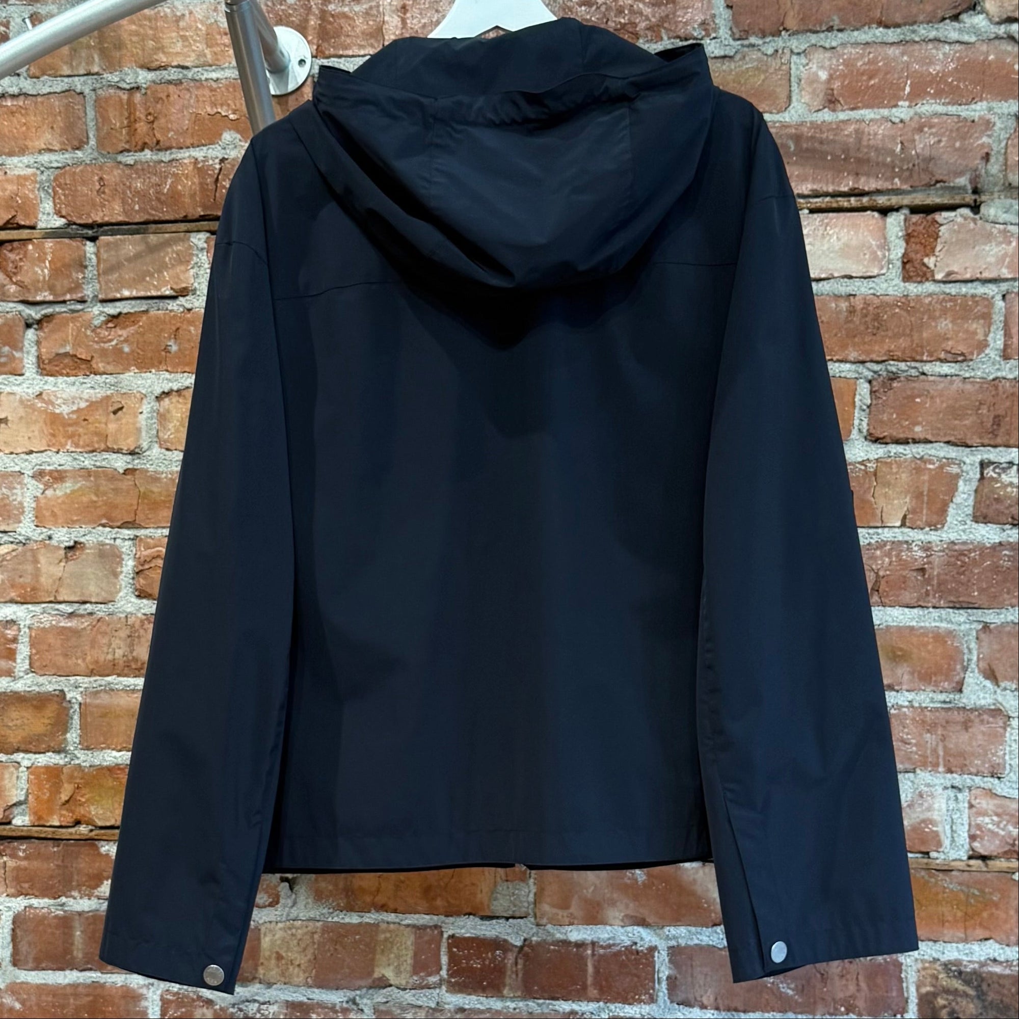 HERMES HOODED BLOUSON LEATHER DETAIL JACKET ‘NAVY’