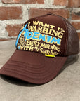 KAPITAL ALL I WANT IS WASHING DENIM TRUCKER HAT ‘BROWN’