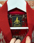 HYSTERIC GLAMOUR FOLK BLANKET KNITTED BOMBER ‘RED’
