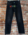 VETEMENTS SS19 RHINESTONE EMBELLISHED STRAIGHT DENIM  ‘BLACK’