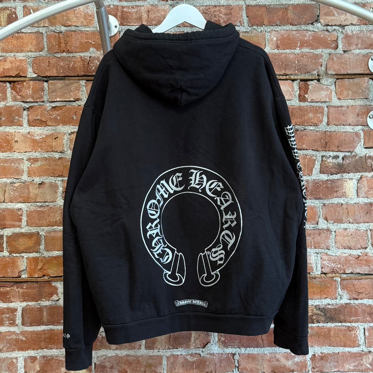 CHROME HEARTS ONLINE EXCLUSIVE SILVER GLITTER LOGO HOODIE ‘BLACK/SILVER’