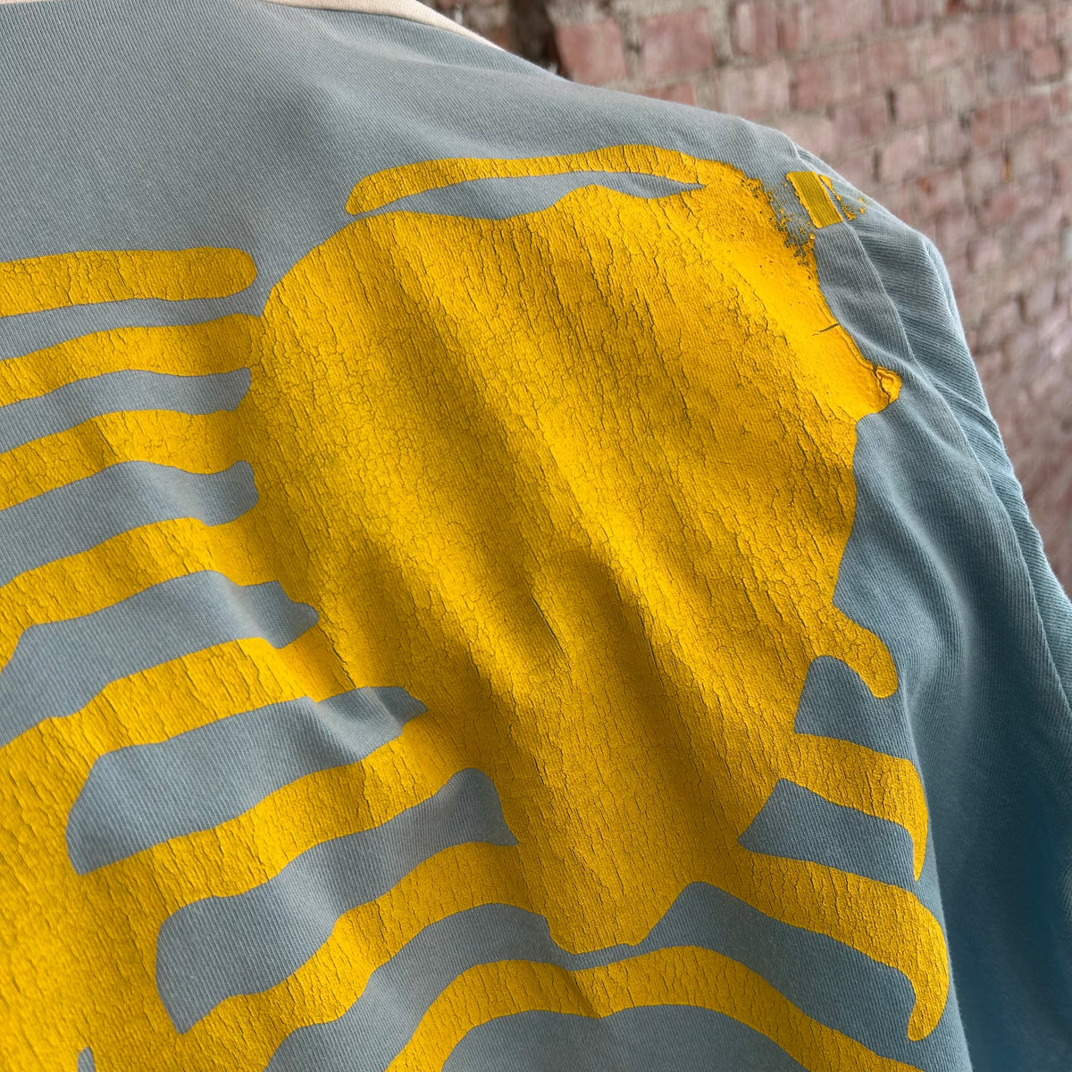 KAPITAL KOUNTRY OVERSIZED 2-TONE BONES TEE ‘BLUE/YELLOW’