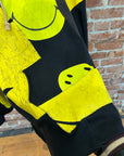 KAPITAL RECONSTRUCTED PATCHWORK SMILEY HOODIE ‘BLACK/YELLOW’