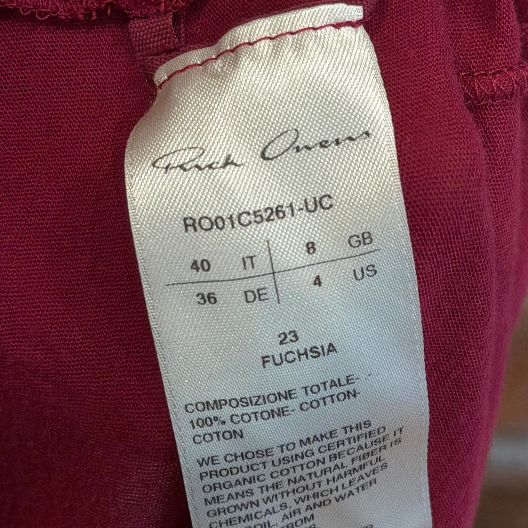 RICK OWENS SS23 EDFU DROP SHOULDER 3/4 TEE ‘FUCHSIA’